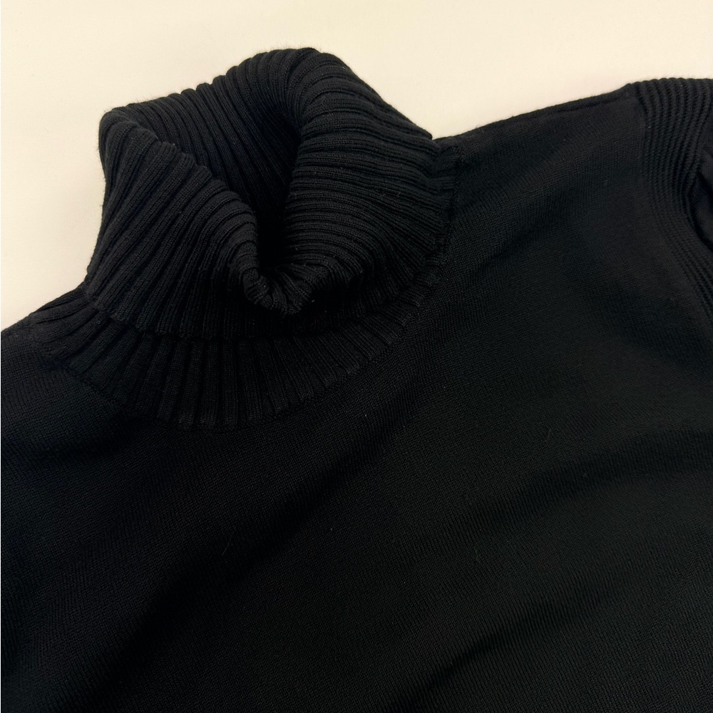 2000s Venus Drop Waist Micro Pleat Turtle Neck Grommets Tie Sweater Dress XL - Picture 9 of 16